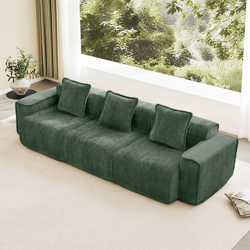 Canapé en velours Boneless Harrison LSF & RSF, H 31,1 po x l 108,66 po x P 38,2 po, 3, Vert