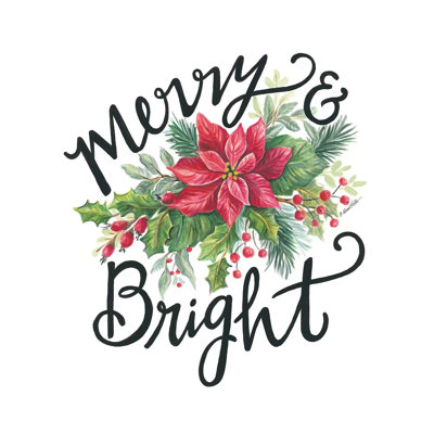 Merry & Bright Wreath 1 Piece Wrapped Canvas Wall Art