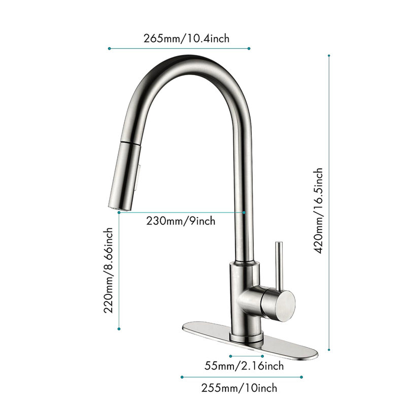 Kitchen Faucet With Pull Down Sprayer, Brushed Nickel