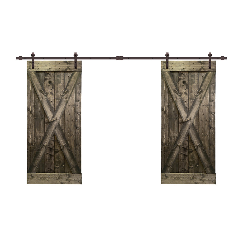 Porte de grange à panneaux et en métal avec trousse de quincaillerie d'installation, 38 po x 84 po, Espresso