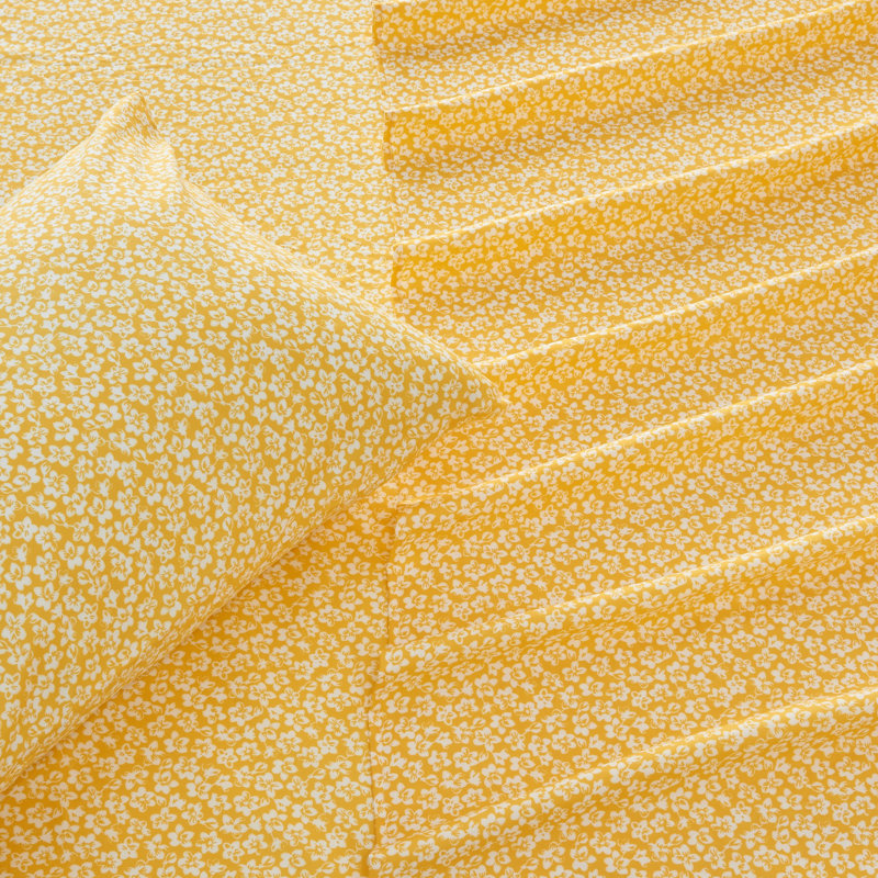 King Size Yellow Floral Microfiber Sheet Set