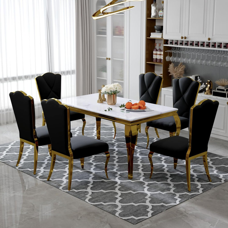 Black And Gold Velvet Dining Chairs Set Of 6