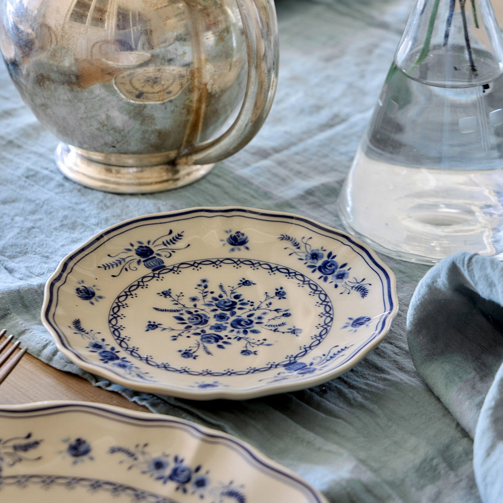 Vila 7" Appetizer Plate, Beige/Blue