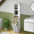 Tall Bathroom Cabinet With Laundry Basket, Freestanding Linen Tower, Removable Laundry Basket With Handles, Compartment With Door