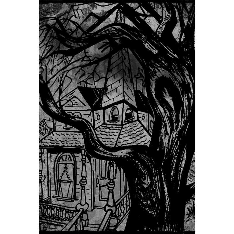 Maison d'Halloween - impression sur toile tendue, H 18 po x l 12 po
