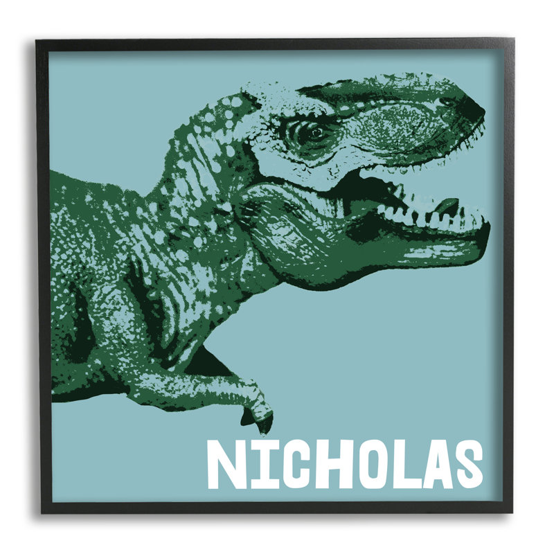 T-Rex abstrait pour garçon cmw-041, H 12 po x l 12 po, Giclée encadrée noir minuit, Oui