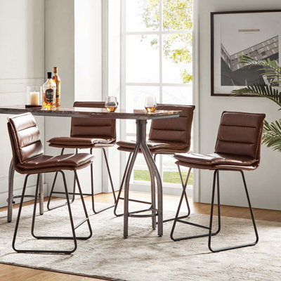 Brely Upholstered Counter Stool With Metal Frame Set Of 4