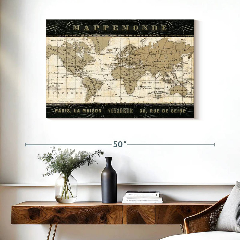 Mappemonde, H 26 po x l 39 po