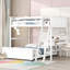 Lit double superposé au dessus d'un lit double avec bureau, blanc-1129700010