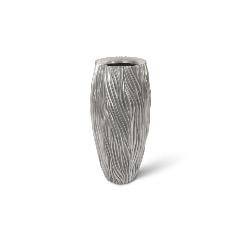 Alon Resin Pot Planter, Polished Aluminium, 39" H x 16" W x 16" D