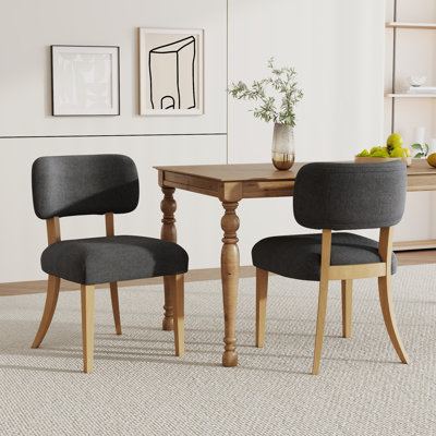 Ensemble de chaises de salle à manger de style campagne moderne 2/4/6, chaises de cuisine rembourrées en tissu gris foncé avec pieds en bois d'hévéa espresso, chaises d'appoint Mid-Century pour petits espaces