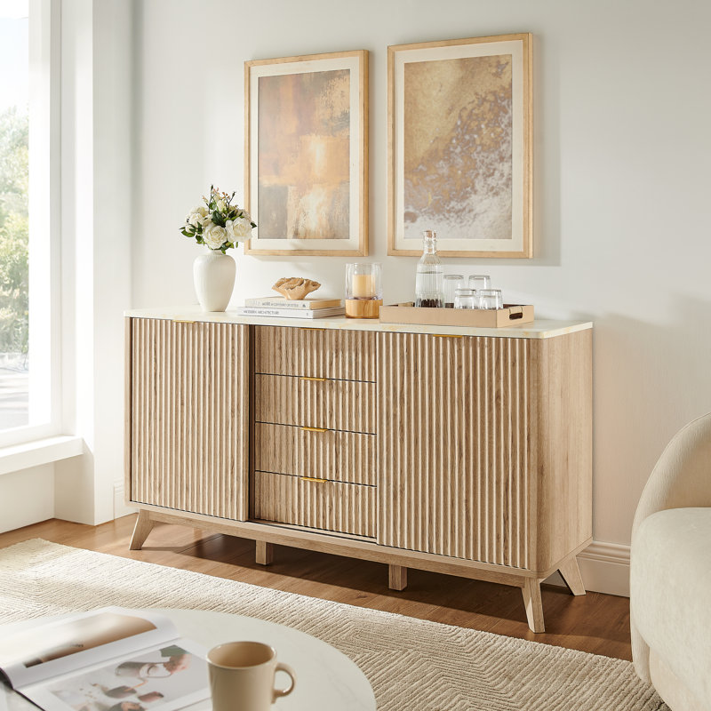 Modern 4-drawer Wooden Chest Of Drawers, Storage Cabinet Dresser With Metal Handles, Wide Bedroom Organizer, Natural Oak