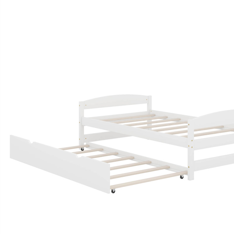 Lit plateforme simple avec lit gigogne, Blanc