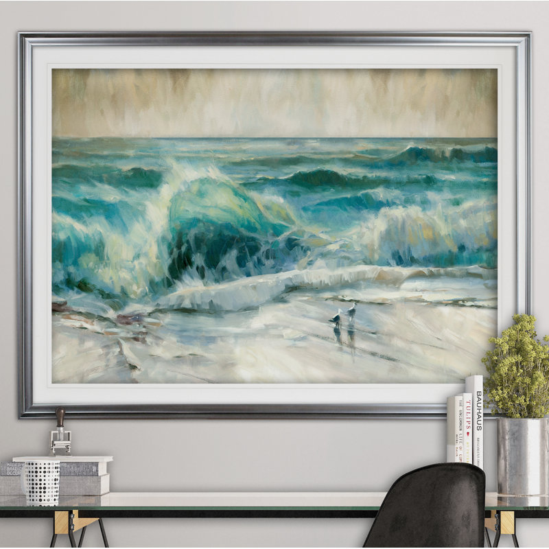 « water music », reproduction de peinture à l’acrylique encadrée, Argent, H 30 po x l 40 po x P 1,5 po