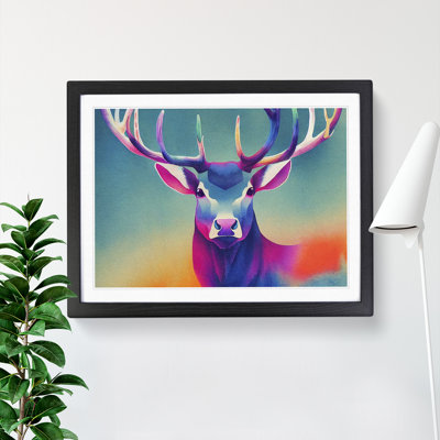 Watercolour Stag Deer Vol.4 Abstract - Single Picture Frame Print