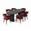 Ensemble de table de salle à manger moderne 79 "ovale avec 6 fauteuils de salle à manger en velours-1994227201