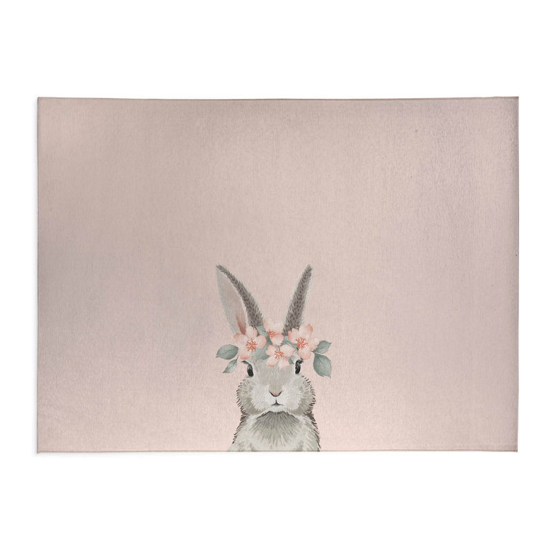 Bunny Kids Play Mat, Pink, Rectangle 2' x 3'