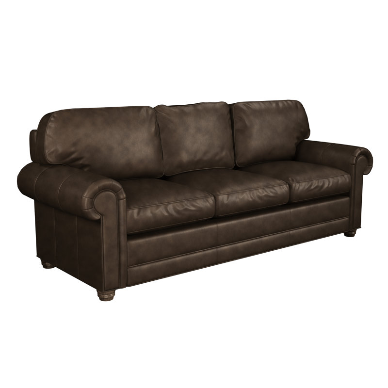 Starisha Upholstered 90'' Sleeper Sofa, Chestnut Genuine Leather