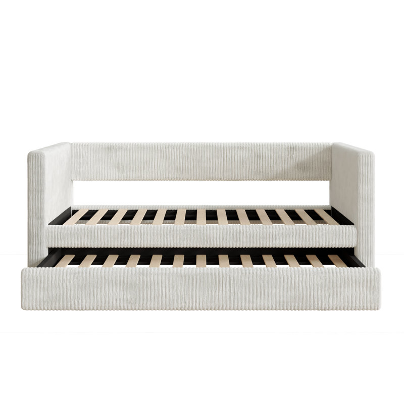 Wade Upholstered Daybed With Trundle, White