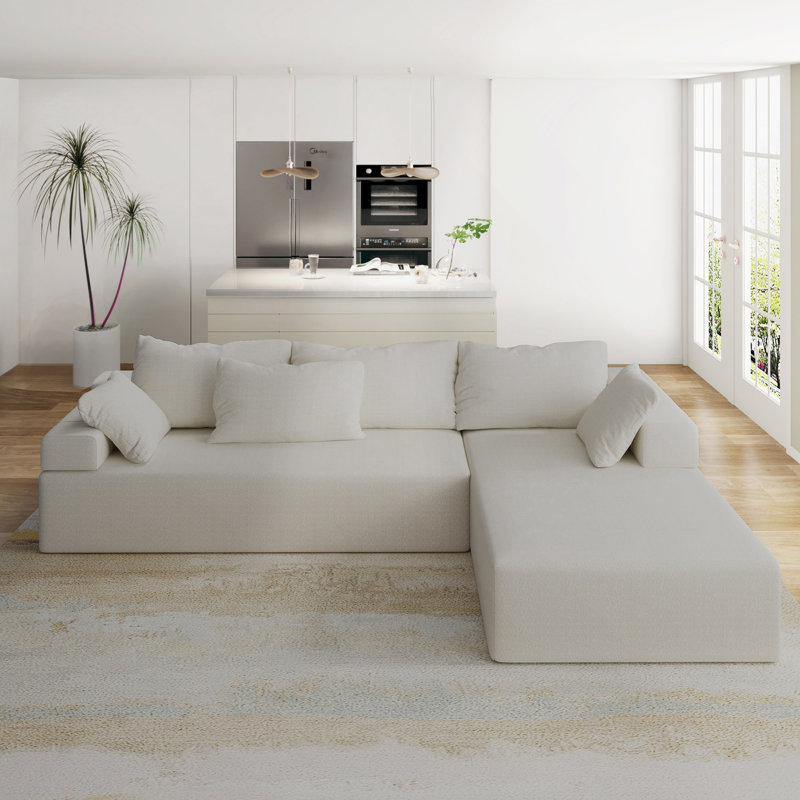 Ensemble de canapé modulaire rembourré Modern, Chenille ivoire