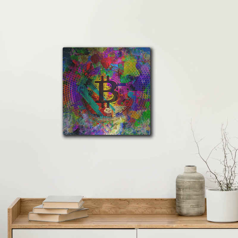 «Bitcoin Color», art mural en métal, 24 po x 24 po, H 12 po x l 12 po
