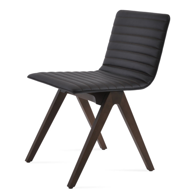 Fino Upholstered Solid Back Side Chair, Black, Natural