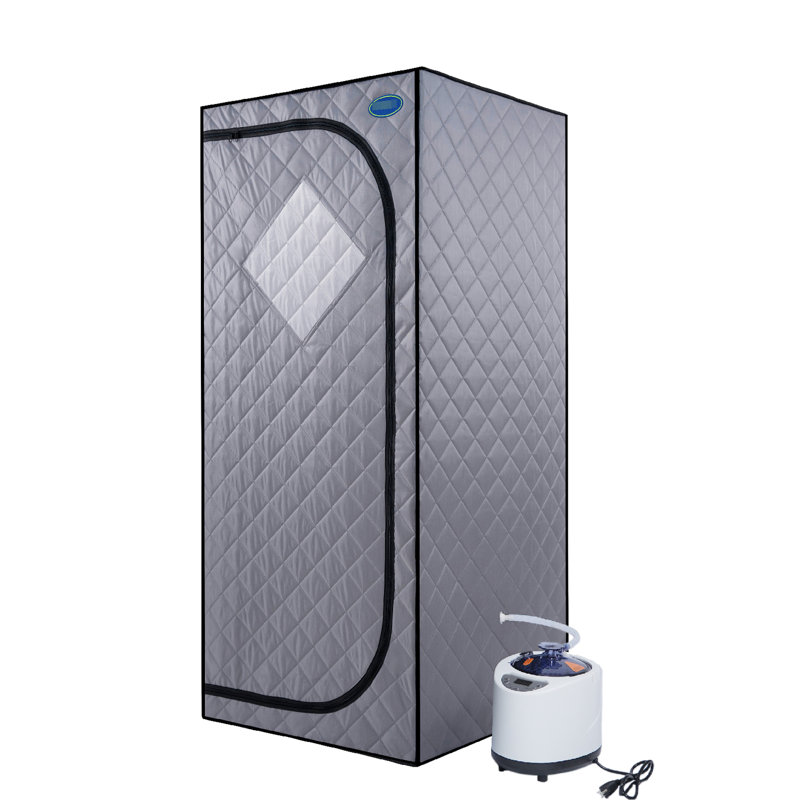 Full Body Portable Steam Tent - Home Spa Rejuvenation Spot. Grey . 2.2L Generator. 150F Max Temp. . Remote & Timer Function. Foldable Chair Included. Waterproof Heat Retaining. , Leakage Proof,
