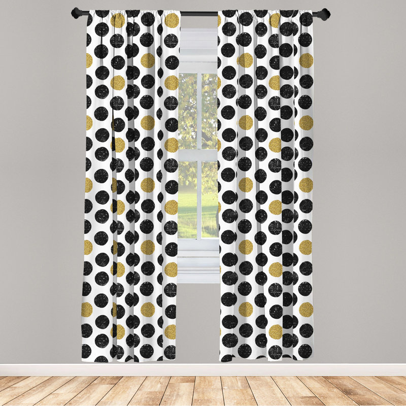 Polka Dots Semi-Sheer Rod Pocket Curtain Panels, 28" W x 84" L