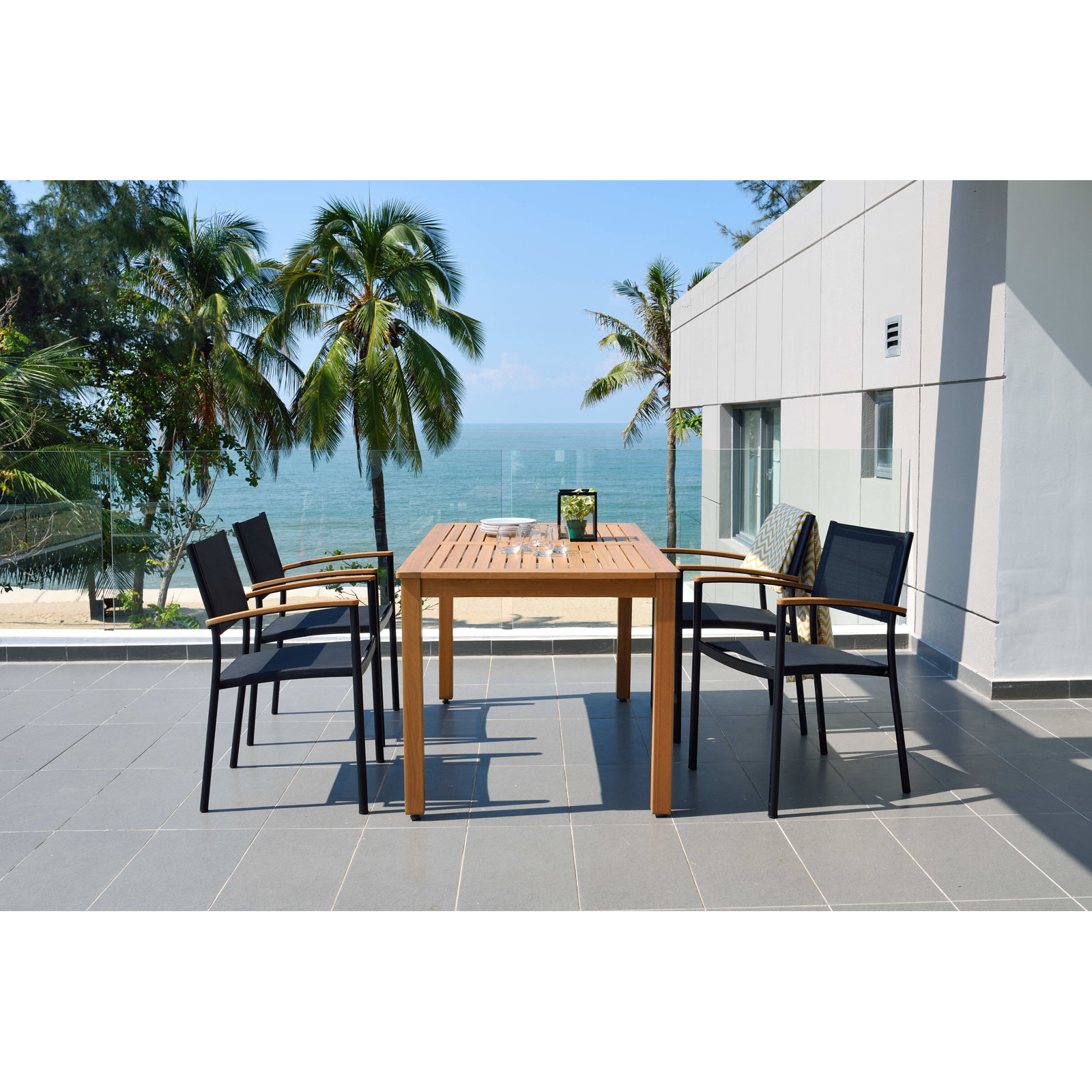 Anautica 59" Eucalyptus Patio Dining Set
