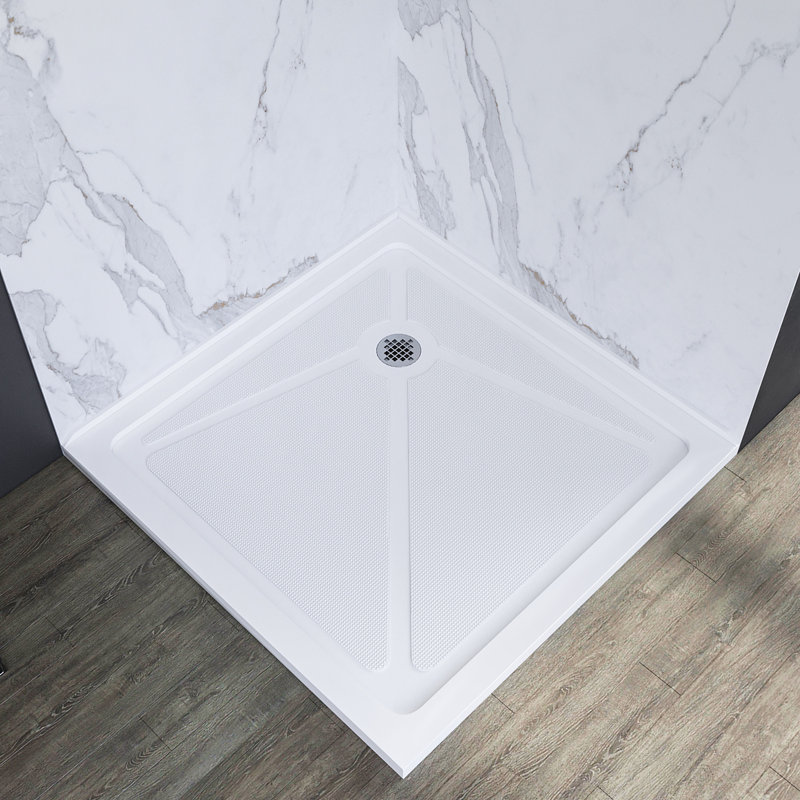 Elegant White Acrylic 36" Square Shower Pan with Drain