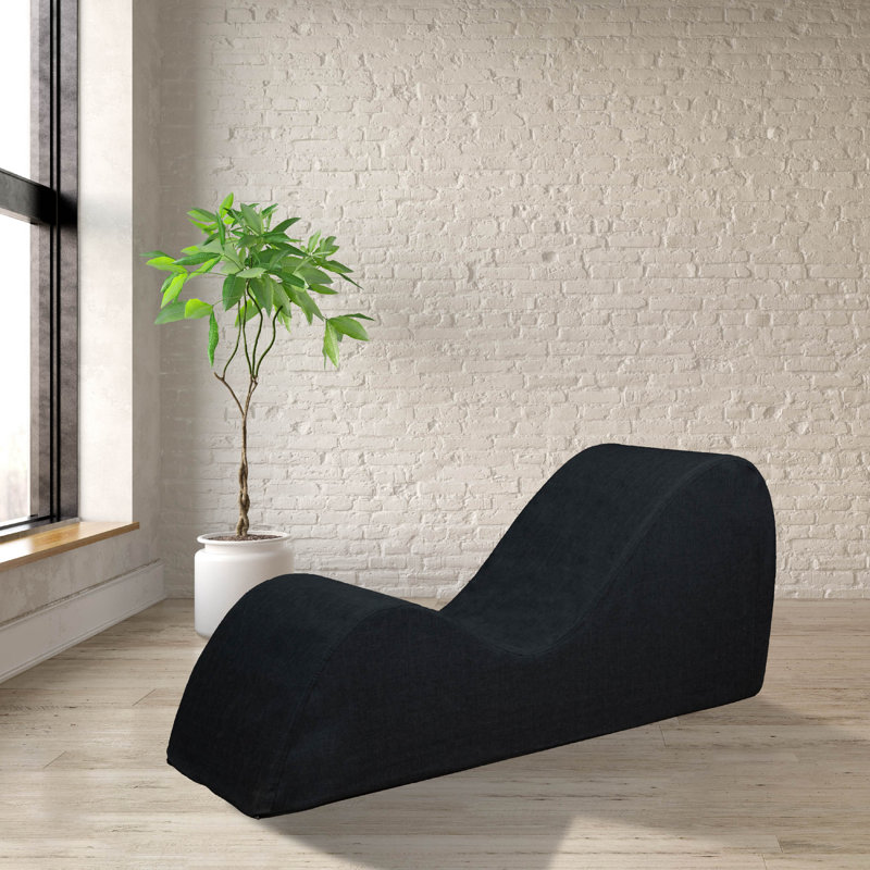 Chaise longue Daikwon, Microfibre noire / microsuède