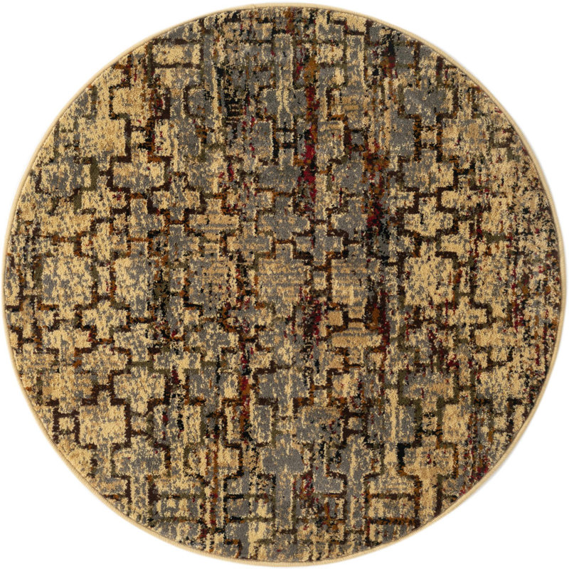 Geometric Indoor Rug, Round 7'