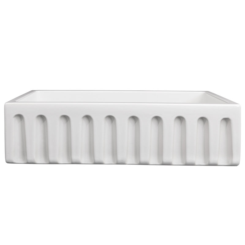 Fireclay Venice Front Reversible 36" L x 18" W Farmhouse/Apron Kitchen Sink with Sink Grid, White Gloss