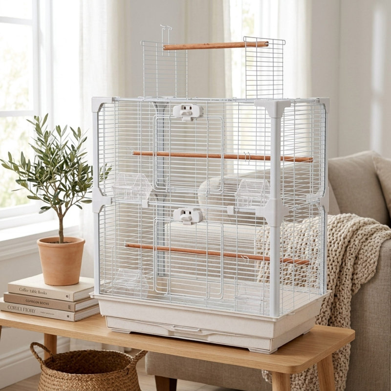 High Perch Tall Top-Opening Bird Cage with Twin Perches | Little Friends