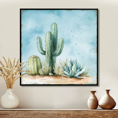 Jardin de cactus du désert - Décoration murale encadrée sur toile Agave