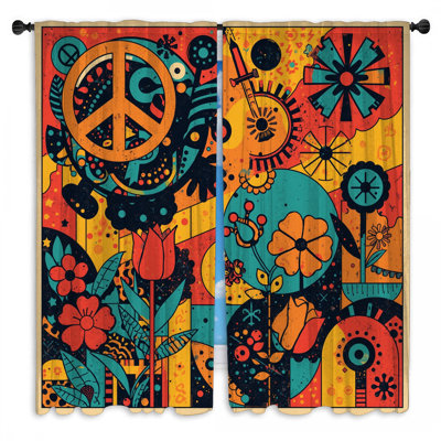Rideaux de fenêtre Retro Floral Peace