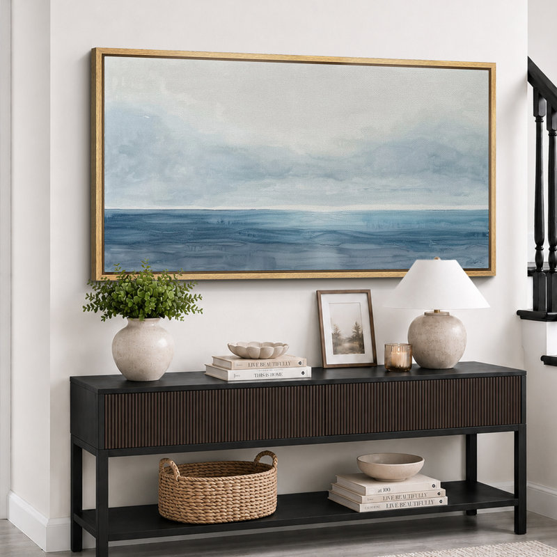 «Minimal Landscape Tranquil Horizons The Calm Of A Seascape», reproduction d'art sur toile, H 30 po x l 60 po, Naturel