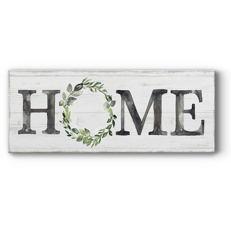 «Gray Home Wreath» sur toile, art textuel, H 8 po x l 20 po x P 1,5 po