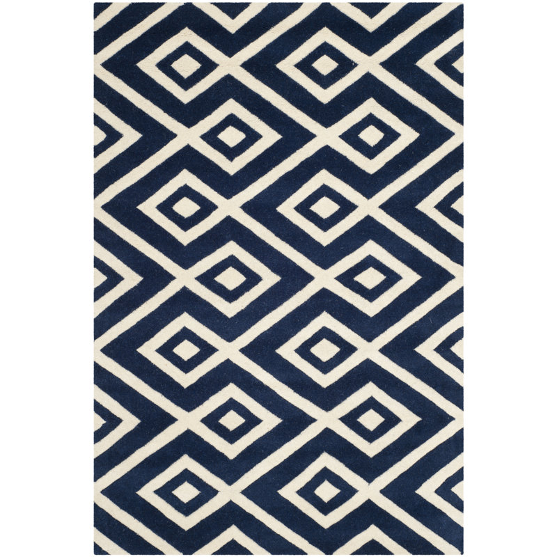 Hunterdon Geometric Wool Hand Woven Area Rug, Rectangle 152 x 244 cm