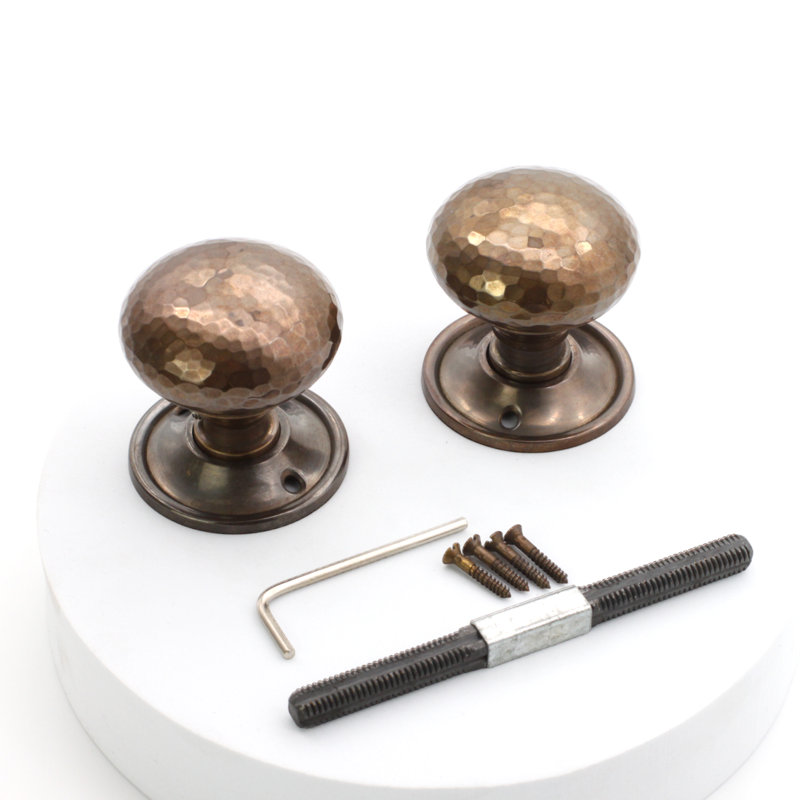 Hammered Mushroom Rim/Mortice Door Knob Antique