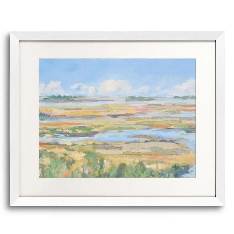 Lazy River 8 Print by Karin Olah, White, White Single Picture Framed Paper, 18" H x 22" W