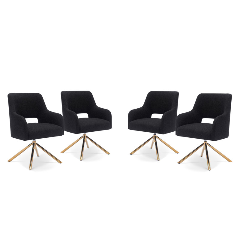 Upholstered Swivel Armchair, Black Polyester Blend