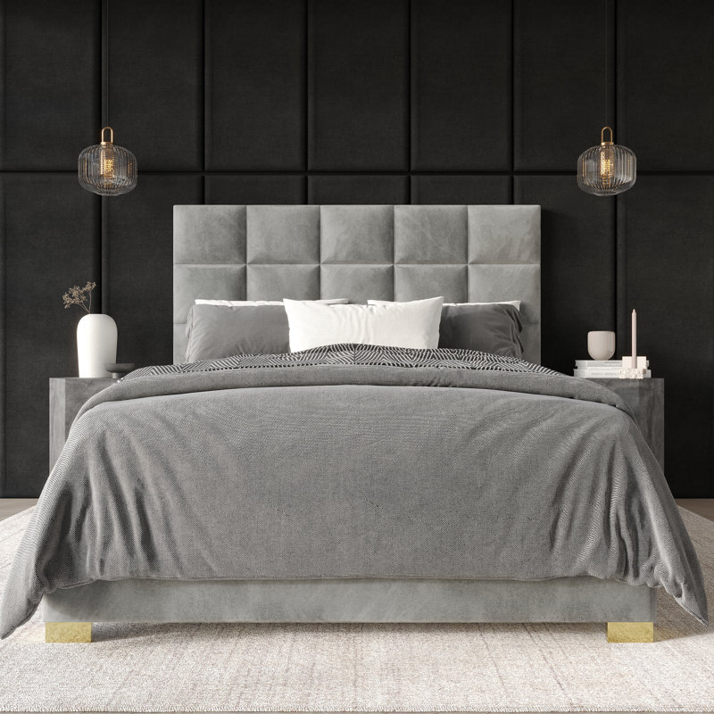 Bentall Upholstered Unfinished Standard Bed, King, Silver Gray