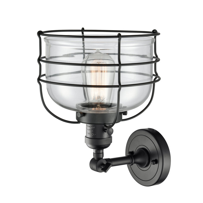 Bell Cage - 1 Light 9" Sconce, 3.5 Watt Vintage LED Bulb, Clear, Matte Black