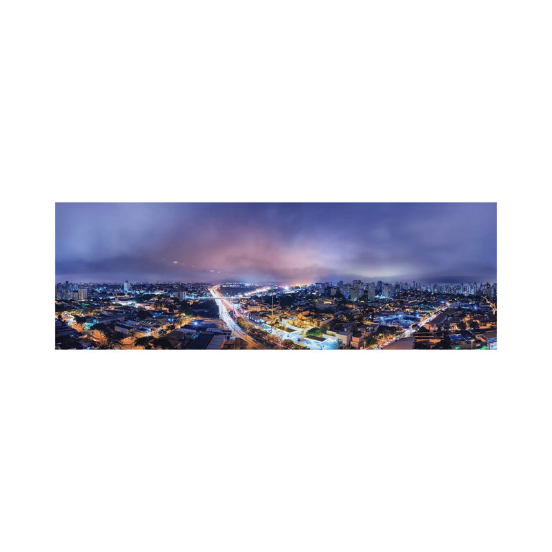 Night Cityscape Pano - Wrapped Canvas Panoramic Print, 50.8cm H x 152.4cm W x 1.905cm D