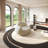 Curved negotiating  leather sofa