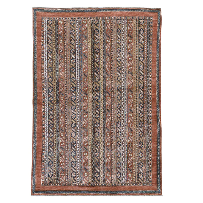 Tapis orange oriental en laine noué à la main 6 pi x 8 pi 8 po