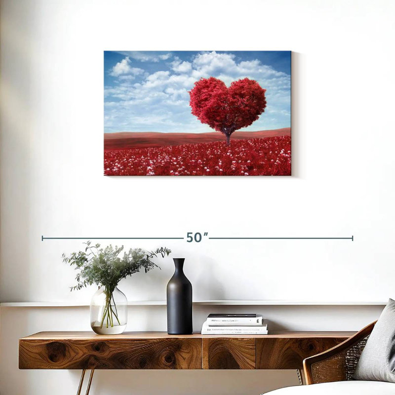 Harnek Red Tree Heart, 20" H x 30" W