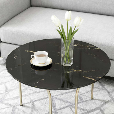 Marble Design Round Tempered Glass Tabletop DIY Replacement & Cover For Dining, Coffee & Patio Use Indoor & Outdoor Compatible