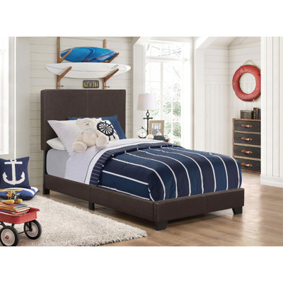 Lit simple à panneau recouvert de similicuir noir, un choix élégant pour la chambre à coucher avec lisse offrant une surface de sommeil confortable